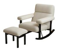 Fauteuil à bascule de style vintage avec accoudoirs et repose-pieds, revêtement en laine d'agneau et structure en fer forgé, supporte jusqu'à 150 kg, idéal pour le salon, le balcon et le bure Beige-B