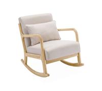 Fauteuil à bascule design en bois et tissu. 1 place. rocking chair scandinave. beige