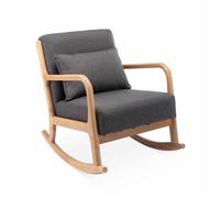 Alice's Home - Fauteuil à Bascule Design en Bois et Tissu. 1 Place. Rocking Chair scandinave. Gris foncé