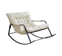 Fauteuil à bascule double avec dossier, assise amovible, moderne et relaxante, avec repose-pieds, gris crème