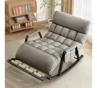 Fauteuil À Bascule Double, Chaise a Bascule Modernes Ergonomique avec Accoudoirs et Poches Latérales, Rocking Chair Rembourré avec Repose-pieds Massant(Gray+Black)