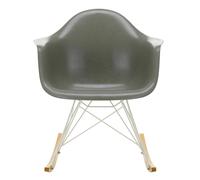 Fauteuil à bascule Eames Fiberglass RAR blanc white powder-coated base/ golden maple