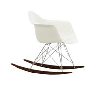 Vitra Chaise à bascule RAR Eames Plastic - blanc - chromé - Patins Érable foncé