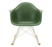 Fauteuil à bascule Eames Plastic RAR RE blanc white powder-coated base/ golden maple