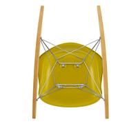 Vitra Fauteuil à bascule Eames Plastic RAR RE chromé moutarde structure fil d'acier chromé/ érable doré