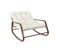 Fauteuil à Bascule Effet Bois avec Coussin Capitonné - VIDIA -