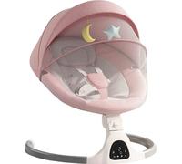 Fauteuil à bascule électrique pour bébé, harnais à cinq points, velours doux , Nouveau rose
