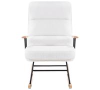 Fauteuil à Bascule Élégant Rembourré Moelleux Pieds en Métal Dossier Inclinable avec Accoudoirs Bouclé Blanc Cassé Eskelin