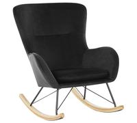 Fauteuil à Bascule Rétro en Velours Noir Rembourrage de Qualité Supérieure Ellan
