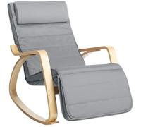Fauteuil à Bascule en Bois de Bouleau - SONGMICS - Gris Clair - Relaxation - Chambre