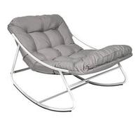 AltoBuy SABHA - Fauteuil à Bascule en Métal Blanc et Textilène avec Coussin d'assise Taupe