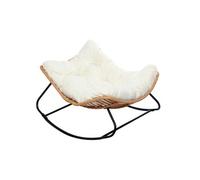 Fauteuil À Bascule En Résine Tressée Coussin Beige Canggu Marron