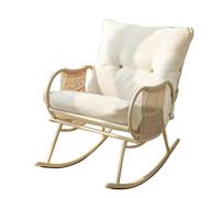 Fauteuil à bascule en rotin avec dossier haut et coussin doux pour chambre d'enfant salon balcon couleur blanche
