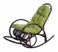 Fauteuil à bascule en rotin - HWC-C40 - Marron - Rembourrage vert