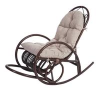 Fauteuil à bascule en rotin - HWC-C40 - Marron - Tissu
