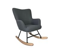 Happy Garden Fauteuil à bascule Kaira – Tissu boucle gris, structure métal et piètement bois d'hévéa