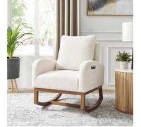 Fauteuil à bascule en tissu bouclette blanc- SHERPA