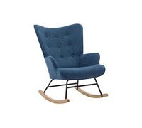 Fauteuil à bascule en tissu chiné bleu ELMINA II