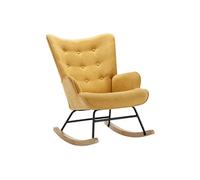 Vente-unique - Fauteuil à Bascule en Tissu chiné Jaune Moutarde ELMINA II