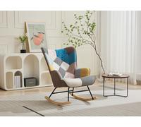 Fauteuil à bascule en tissu chiné patchwork multicolore ELMINA II