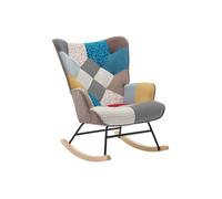 Fauteuil à bascule en tissu chiné patchwork multicolore ELMINA II