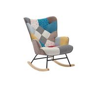 Fauteuil à bascule en tissu chiné patchwork multicolore ELMINA II