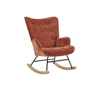 Fauteuil à bascule en tissu texturé terracotta ELMINA