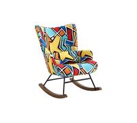 Fauteuil à bascule en velours de luxe avec cadre métallique et pattes en bois pour une chambre confortable - Jaune Jaune