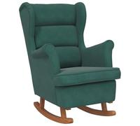 Fauteuil à bascule en velours vert foncé avec patins en bois massif 74 x 90 x 102 cm Fauteuil de relaxation pour salon, chambre à coucher, coin lecture, ergonomique pour se détendre et se balancer