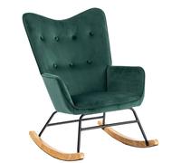 Fauteuil à Bascule en Velours Vert Urban Meuble