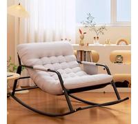 Fauteuil à bascule ergonomique inclinable pour salon, chambre à coucher et terrasse - Fauteuil confortable avec cadre en métal pour la détente et la lecture
