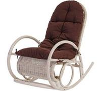 Fauteuil à bascule Esmeraldas en rotin blanc rembourrage marron Marron G