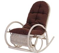 Fauteuil à bascule Esmeraldas, Schwingsessel Rattansessel, blanc ~ revêtement marron