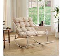 Fauteuil à bascule extérieur, coussin épais confortable beige,structure beige,pour salon chambre coin lecture,dimensions 75x116x82cm
