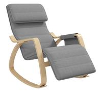HOMCOM Fauteuil à Bascule Fauteuil Allaitement Relax Salon avec Repose-Pieds réglable, Poche latérale et Appui-tête, Rocking Chair pour Chambre, 67 x 110 x 91 cm Gris