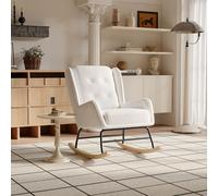 Fauteuil à bascule Fortuna Lai Mid-Century Modern Nursery fauteuil à bascule rembourré à haut dossier Accent Glider Rocker pour le salon, blanc