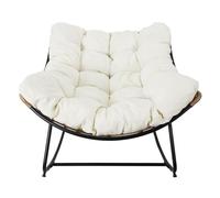The Home Deco Factory Fauteuil de jardin à bascule Tulum avec coussin Beige 96x73x114 cm
