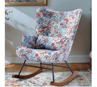 Fauteuil à Bascule HomeMiYN - Chic Design en motif Floral avec Cadre métallique