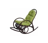 Fauteuil à bascule HWC-C40, fauteuil pivotant, fauteuil en rotin, marron rembourrage vert