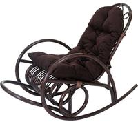 Fauteuil à bascule HWC-C40, fauteuil oscillant en rotin, marron ~ revêtement marron