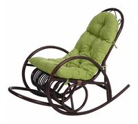 Fauteuil à bascule HWC-C40, fauteuil pivotant, fauteuil en rotin, marron rembourrage vert