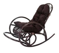 Fauteuil à bascule HWC-C40, rocking-chair, fauteuil en rotin, marron coussin marron