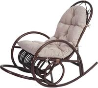 Fauteuil à bascule HWC-C40, Schwingsessel Rattansessel, brun ~ revêtement crème