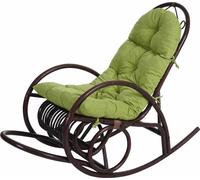 Fauteuil à bascule HWC-C40, Schwingsessel Rattansessel, marron ~ revêtement vert