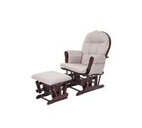 Fauteuil à bascule HWC-C76, avec repose-pied, tissu crème-gris