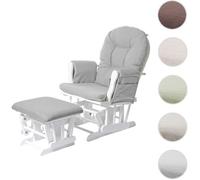 Fauteuil Relax Hwc-C76 Fauteuil À Bascule, Rocking-Chair, Tissu Gris Clair, Monture Blanche Multicolore