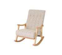 Fauteuil À Bascule Hwc-K10, Fauteuil À Bascule Fauteuil Relax Tissu/Textile Crème, Piétement Marron Multicolore