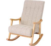 Fauteuil À Bascule Hwc-K10, Fauteuil À Bascule Fauteuil Relax Tissu/Textile Crème, Piétement Marron Multicolore