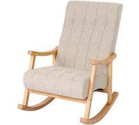 Fauteuil à bascule hwc-k10, fauteuil à bascule fauteuil relax ~ tissu/textile crème, piétement marron Crème G