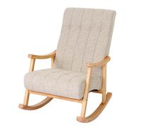 Fauteuil À Bascule Hwc-K10, Fauteuil À Bascule Fauteuil Relax Tissu/Textile Crème, Piétement Marron Multicolore